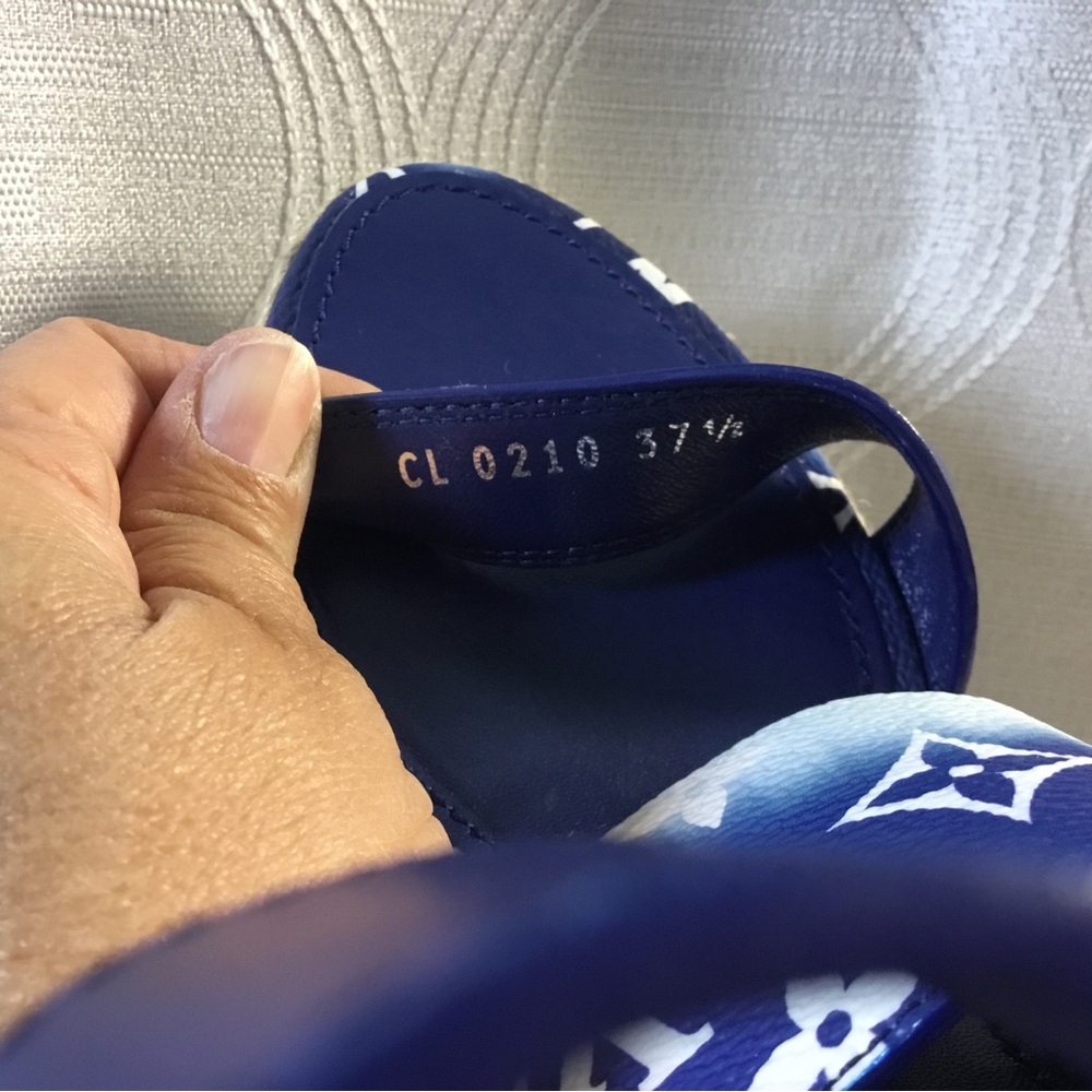 Louis Vuitton Navy Blue Monogram Espadrille Platform Sandals - Picture 6 of 13